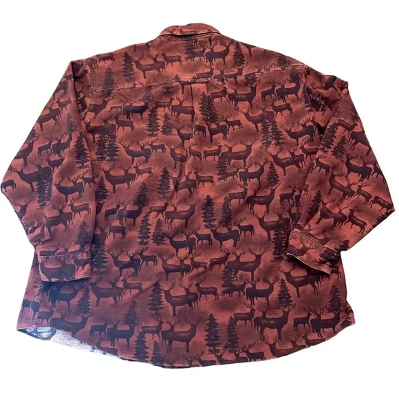 Woolrich Mens Flannel Deer Woods Print Button Down Sz 2XL - Picture 8 of 8